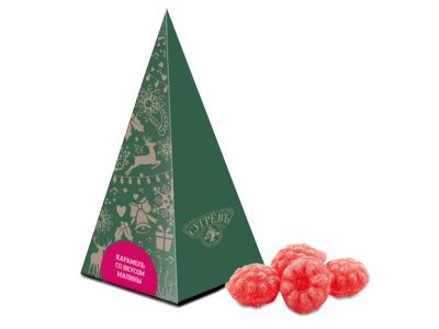 Карамель леденцовая со вкусом малины в подарочной упаковке