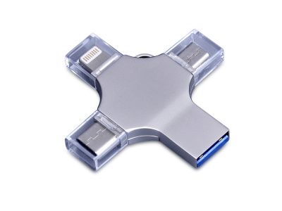 USB 3.0-флешка на 64 Гб 4-в-1 с разъемами Micro USB, Type-C и Lightning