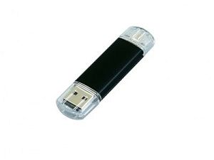 USB 2.0/micro USB- флешка на 64 Гб, цвет: черный