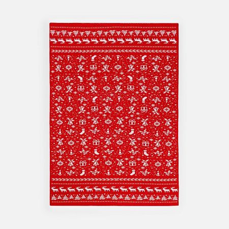 Плед Holidale, красный с молочным