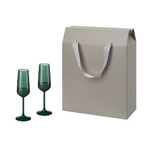 Подарочный набор 2 бокала для шампанского Эмеральд (Emerald) в большом подарочном пакете
