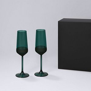 Подарочный набор 2 бокала для шампанского Emerald в черной коробке