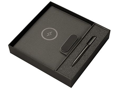 Подарочный набор «Twilight»: органайзер А5 с беспроводной зарядкой и металлическая шариковая ручка со светящимся логотипом