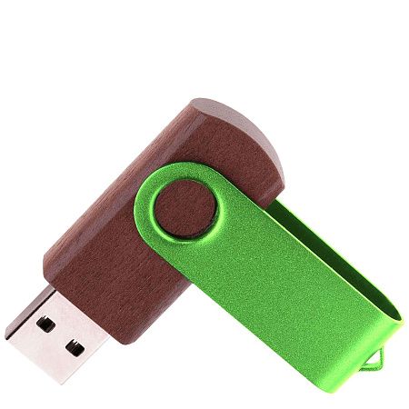 Флешка TWIST WOOD COLOR Темное дерево с салатовым 4014.32.15.8ГБ