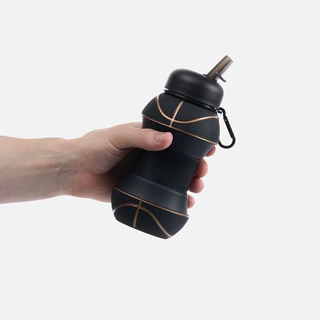 Складная бутылка для воды Basketball Flex, черная