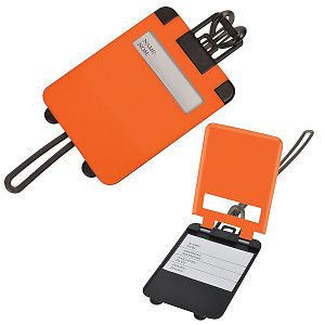 Бирка багажная  "Чемодан";  оранжевый,  5.6*7.8 см; пластик;