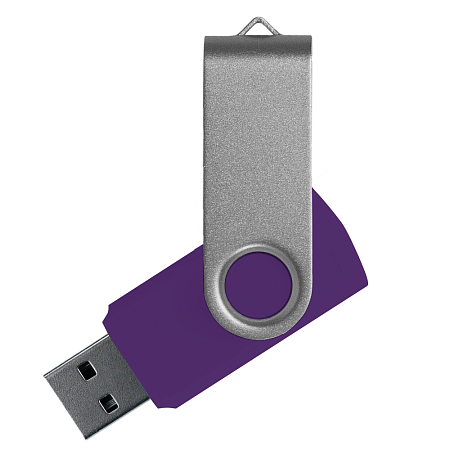 Флеш накопитель USB 2.0 Twister Сolor Mix 16GB, пластик Софт Тач/металл, фиолетовый/серебристый