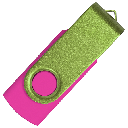Флеш накопитель USB 2.0 Twister Сolor Mix 16GB, пластик Софт Тач/металл, розовый/светло-зеленый