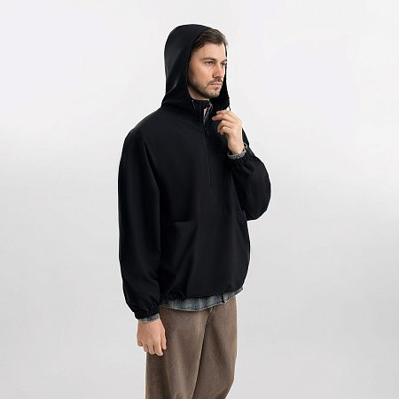 Ветровка (анорак) оверсайз унисекс RISSMAN, черная, размер XL/XXL