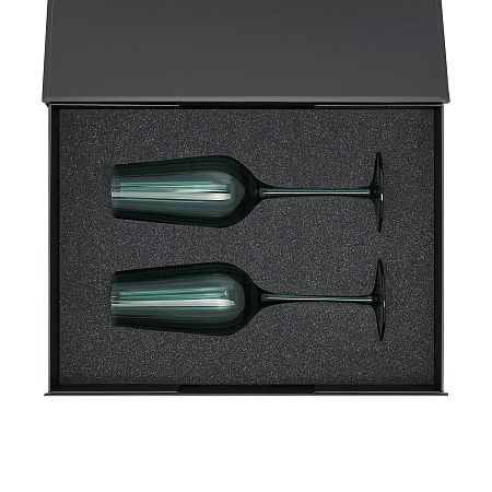 Подарочный набор 2 бокала для шампанского Капри (Capri) в черной коробке