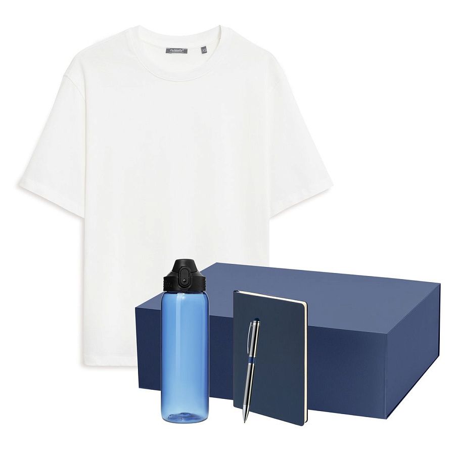 Набор с одеждой RUST NEO (футболка, бутылка, ежедневник, ручка), белый/синий, 3XL/4XL