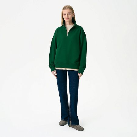 Толстовка на молнии унисекс Флоу (Flow), зеленая, размер 5XL/6XL