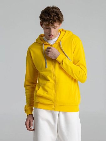 Толстовка на молнии с капюшоном Unit Siverga, желтая, размер 4XL