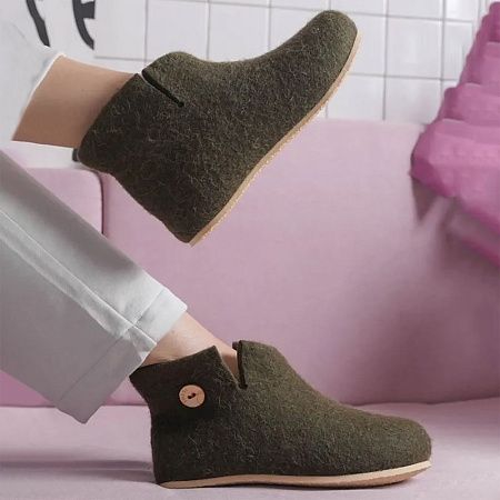 Домашние валенки Wild, зеленые (олива), размер 47