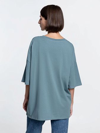 Футболка унисекс оверсайз Crosstown, серо-зеленая, размер XL