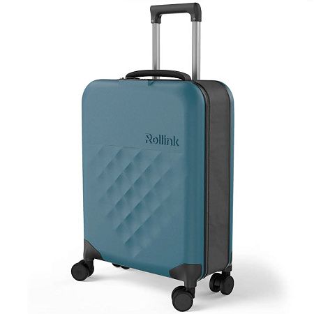 Чемодан складной Rollink Vega 360 55x40x20 см, 4 колеса, сине-зеленый