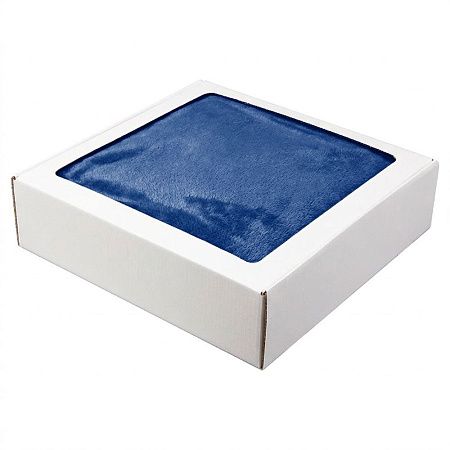 Плед мягкий флисовый Super Soft  Comfort, 125*150 см, синий, в подарочной белой крафтовой коробке с окошком