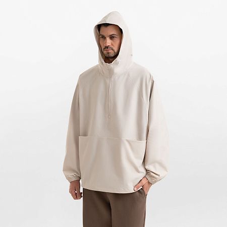 Ветровка (анорак) оверсайз унисекс RISSMAN, бежевая, размер M/L