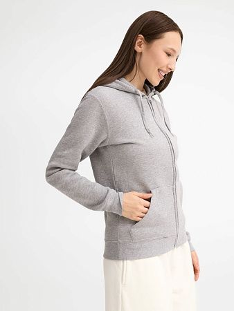 Толстовка женская на молнии с капюшоном Seven Women, серый меланж, размер M