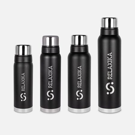 Термос Relaxika 1600 со стикерпаком, черный