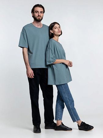 Футболка унисекс оверсайз Crosstown, серо-зеленая, размер XL