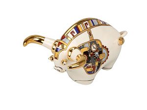 Скульптура «Бык», цвет: белый, многоцветный