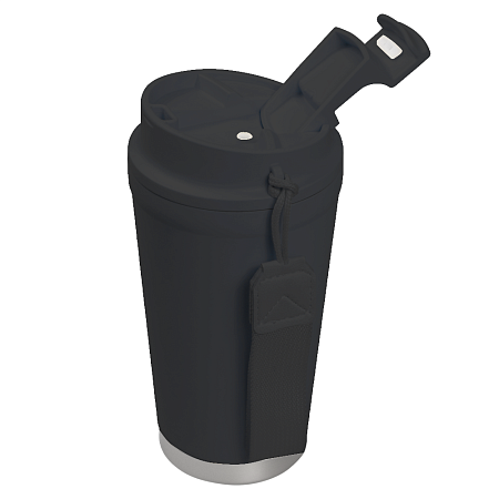 Термокружка Alba металлическая, 410 мл, черная с серебром