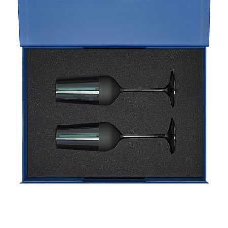 Подарочный набор 2 бокала для шампанского Эмеральд (Emerald) в синей коробке