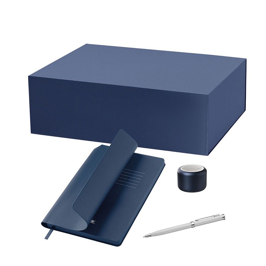 Подарочный набор Пэшн, Молто (Passion, Molto), синий (колонка, ежедневник, ручка)