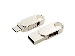 USB 3.0- флешка «Uranium» на 64 Гб с поворотным механизмом и дополнительным разъемом Type-C