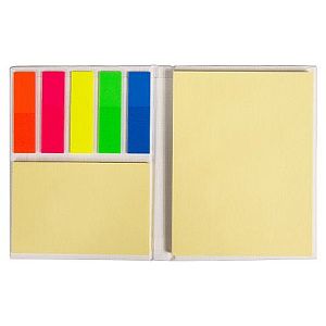 Набор цветных бумажных стикеров Stick and Fun в твердом переплете, 50 листов в блоке, размер 8*10,5*1 см, белый