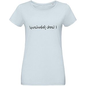 Футболка женская I Look Fabulous, голубая под нанесение