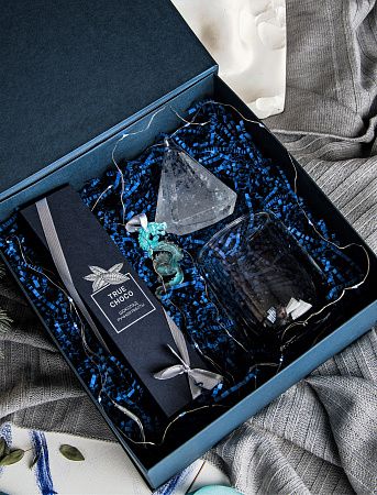 Подарочный набор «Кристалл»: барометр, ёлочная игрушка, стакан, ассорти трюфелей, гирлянда