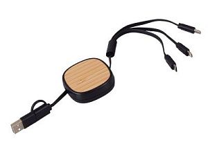 Универсальный кабель с ретрактором 3-в-1 «Retrax», цвет: черный