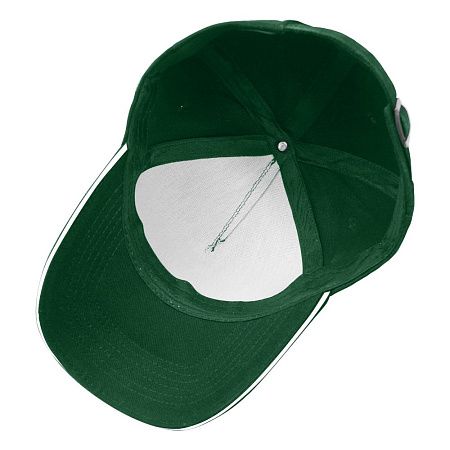 Кепка 5- панельная Oxford 300, c белым сендвичем, темно-зеленая