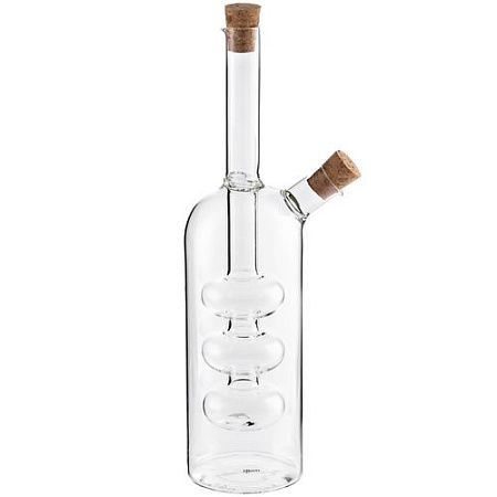 Подарочный набор "Фламинго": бутыль для масла, оливковое масло, винный уксус, розовая соль, пробка для бутылки