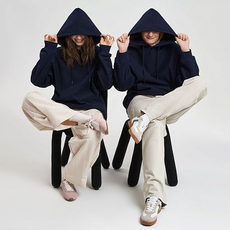 Худи релакс унисекс ADVENTURE, темно-синий, размер XS/S