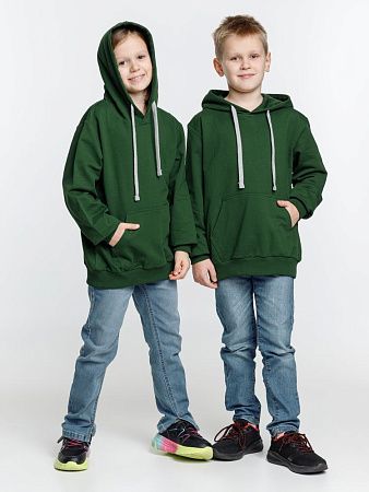 Толстовка с капюшоном детская Kirenga Kids, темно-зеленая, размер 12 лет (142-152 см)