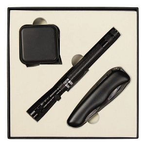 Набор подарочный Solution Superior Trio (Фонарь телескопический Tools Flashlight, рулетка Tools Master, 3 метра, нож складной Tools Nova ) черный