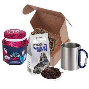 Подарочный набор "Настоящий мужчина": мёд, чай, стальная кружка