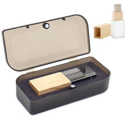 Флешка Кристал Bamboo 16 Гб в футляре, светло-коричневый