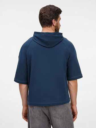 Футболка оверсайз унисекс с капюшоном Neofit, темно-синяя, размер XS/S