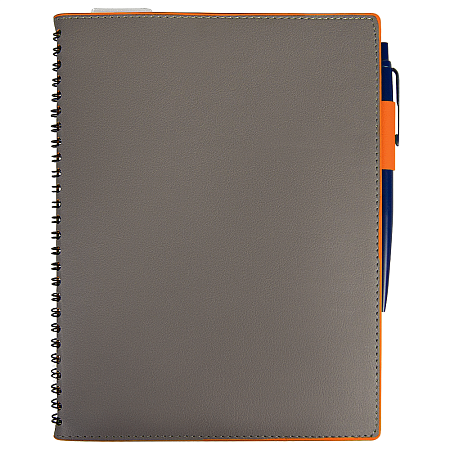 Ежедневник Flexy Verde Sivilia B5 на пружине, серо-оранжевый, недатированный, в гибкой обложке