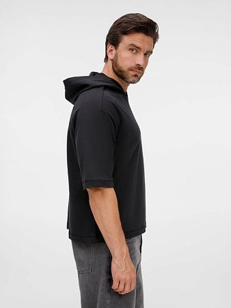 Футболка оверсайз унисекс с капюшоном Neofit, черная, размер XS/S