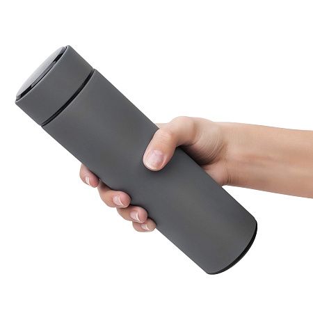 Термос TIM SOFT с индикатором температуры 420мл. Серый 6400.23