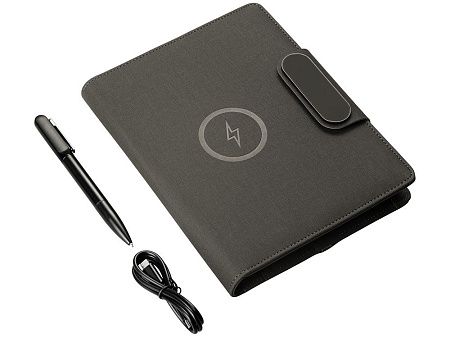 Подарочный набор «Twilight»: органайзер А5 с беспроводной зарядкой и металлическая шариковая ручка со светящимся логотипом