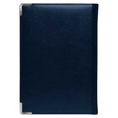 Ежедневник полудатированный Classic Pristine Silver А5, темно-синий  с серебром, с металлическими уголками, в твердой обложке с поролоном