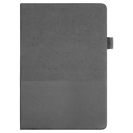 Блокнот А5 Burnie, в твердой обложке c резинкой и петлей для ручки в линейку, серый