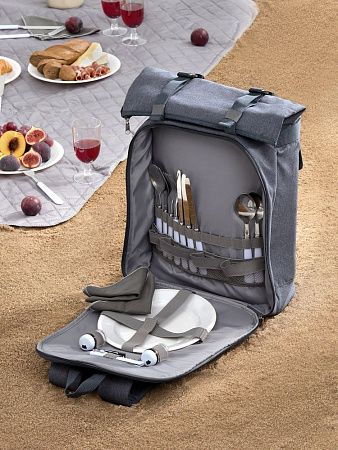 Набор для пикника Picnivo на 4 персоны, темно-серый меланж