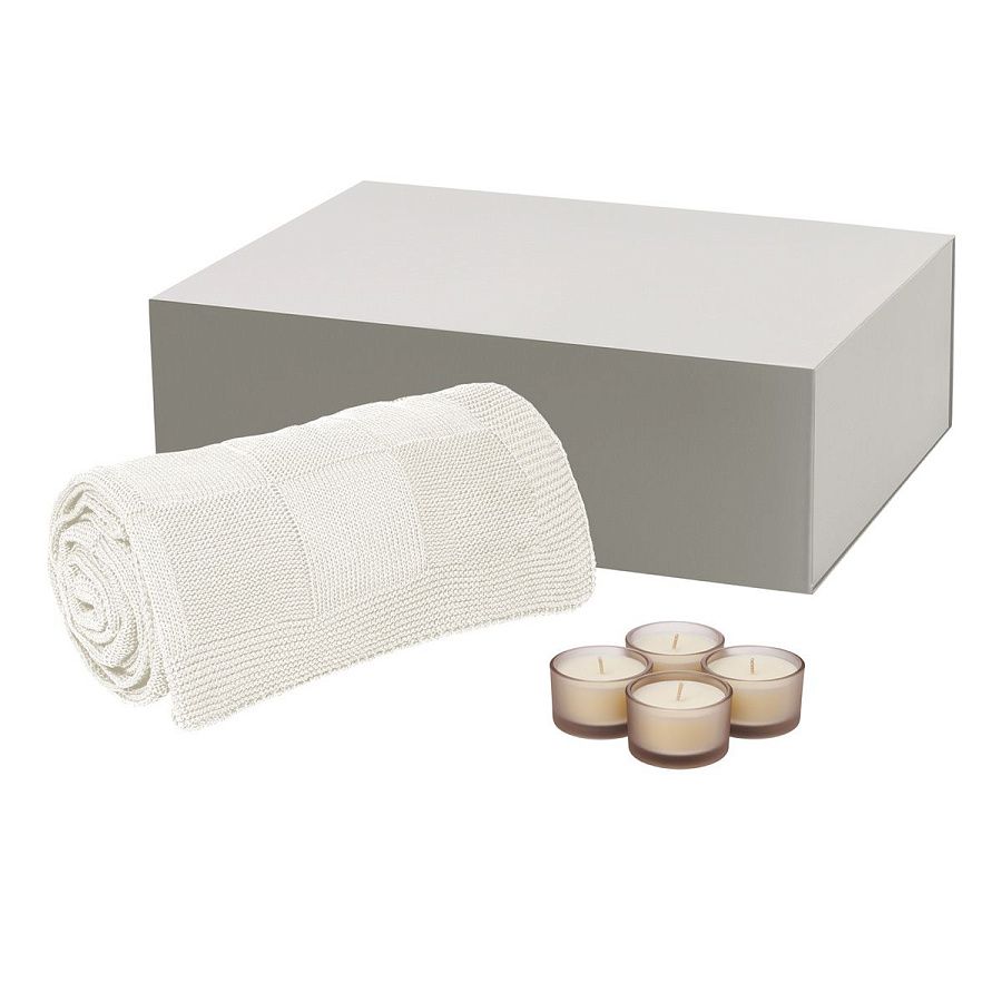 Подарочный набор Сенто (Sento), Селла (Cella), бежевый (свеча, плед)